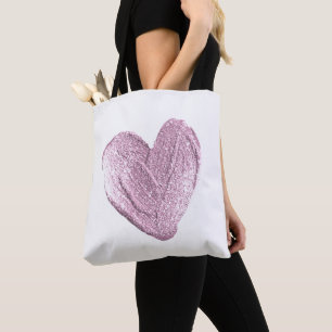 GLITTER HEART TOTE BAG TYGKASSE