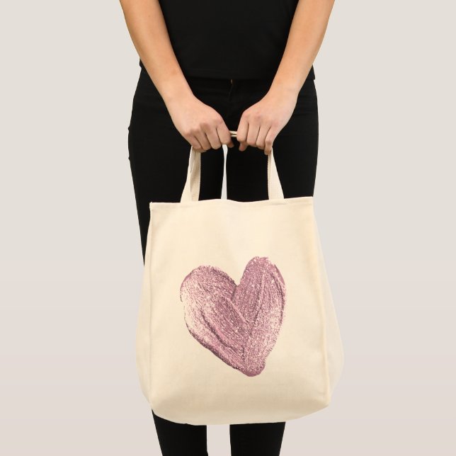 GLITTER HEART TOTE BAG TYGKASSE (Framsida (produkt))