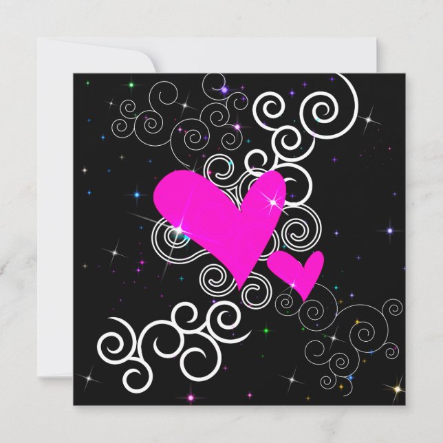Glitter Hearts Gothic Birthday-inbjudan Inbjudningar (Framsida)