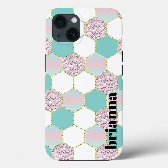 Glitter Hexagon Fodral-Mate iphone case (Baksida)
