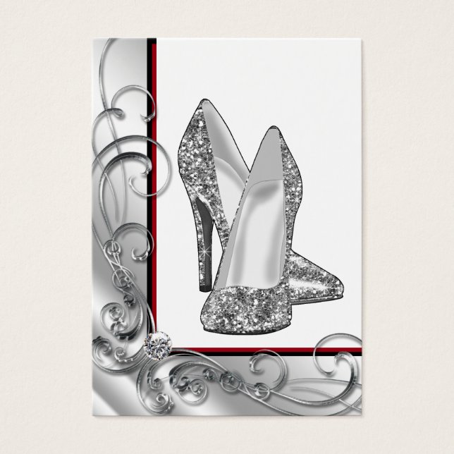 Glitter High Heel Shoe Visitkort (Framsidan)