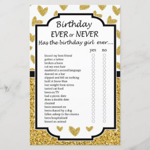 Glitter hjärta Birthday någonsin eller aldrig lek