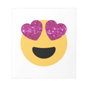 glitter hjärta öga emoji anteckningsblock