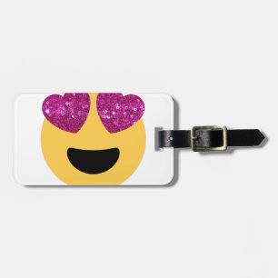glitter hjärta öga emoji bagagebricka