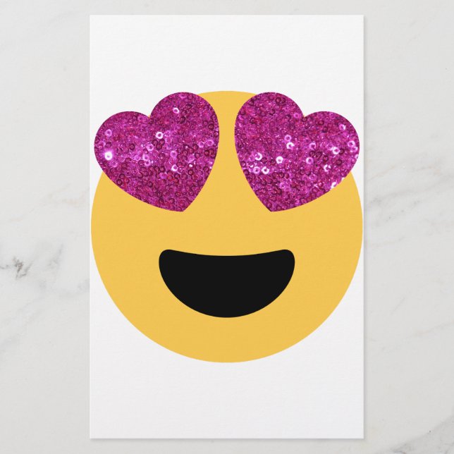 glitter hjärta öga emoji brevpapper (Framsida)