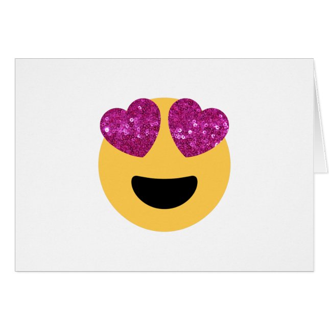 glitter hjärta öga emoji hälsningskort (Framsidan Horizontal)