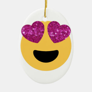 glitter hjärta öga emoji julgransprydnad keramik