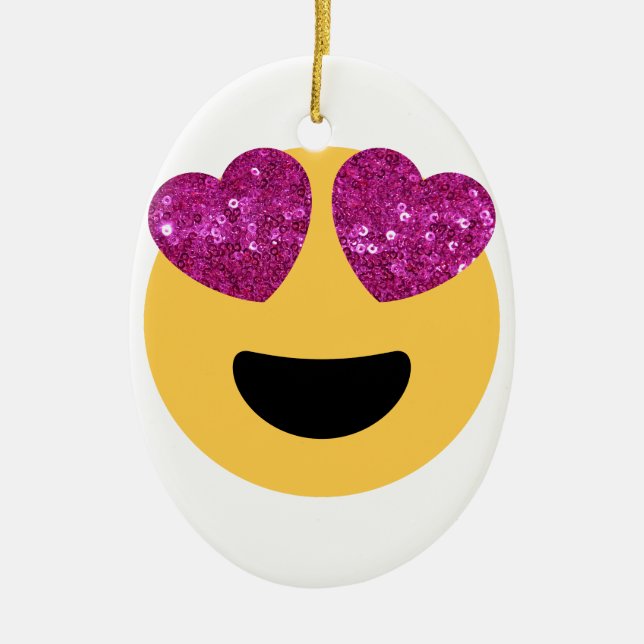 glitter hjärta öga emoji julgransprydnad keramik (Framsidan)