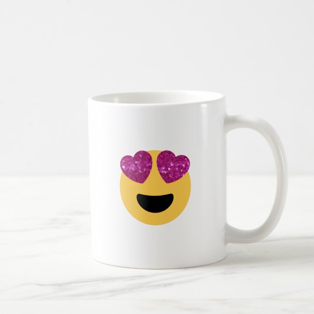 glitter hjärta öga emoji kaffemugg (Höger)