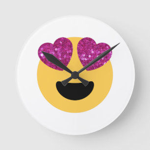 glitter hjärta öga emoji rund klocka