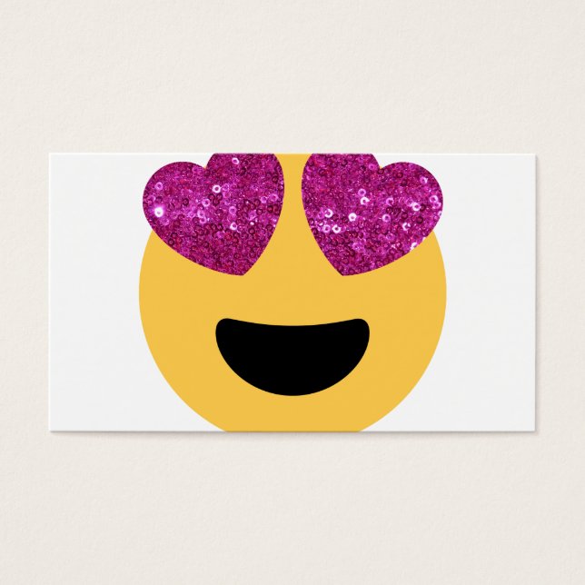 glitter hjärta öga emoji visitkort (Framsidan)