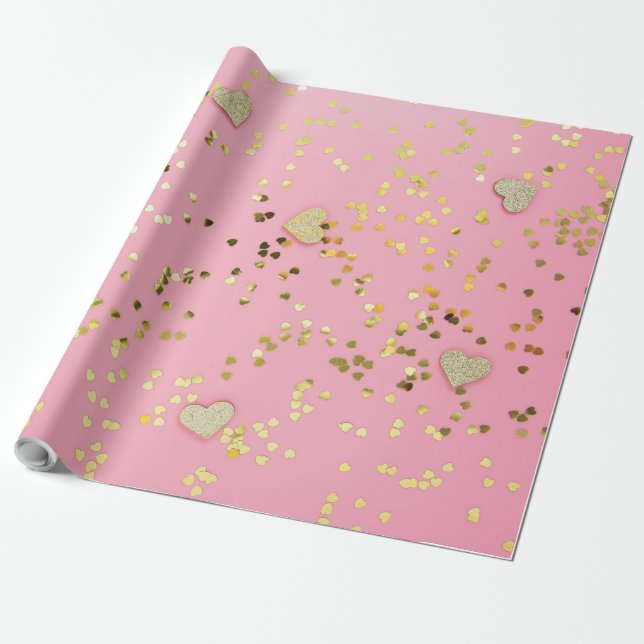 Glitter & Hjärter Presentpapper (Utrullad)
