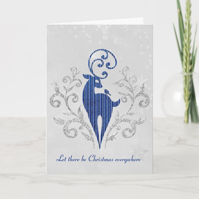 Glitter Hjort på snöflingans formblåskort Kort (Framsida)