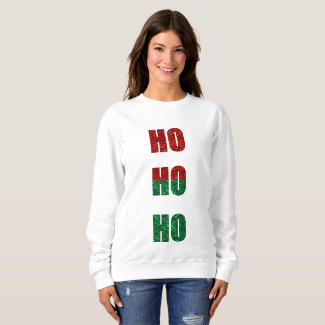 glitter ho ho ho ho women sweatshirt t-shirt (Hel framsida)