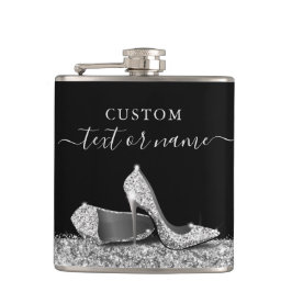 Glitter Högklackar Black Silver Personlig Fickplunta