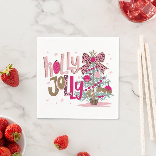 Glitter Holly Jolly Julgran Pappersservett (Insitu)