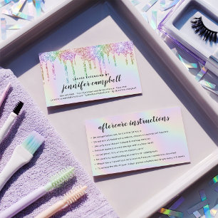 Glitter holografisk lash-efterbehandlingsinstrukti visitkort