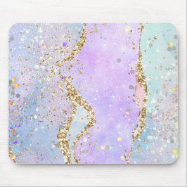 Glitter Holografisk Rosa Marble Sjöjungfru Unicorn Musmatta
