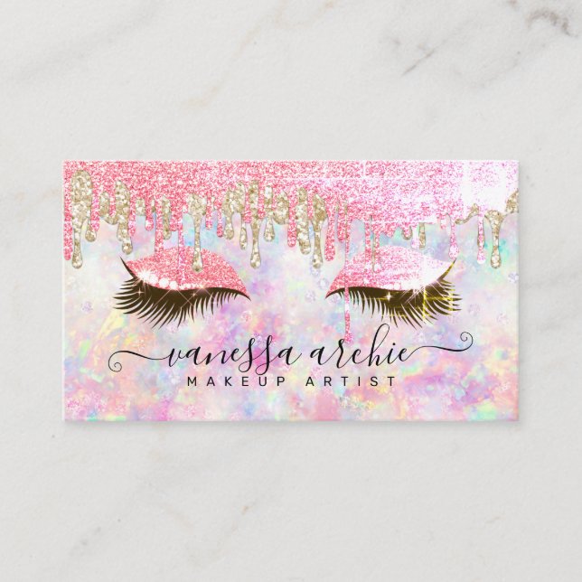 Glitter HoloGraphics Makeup Artist Visitkort (Framsida)