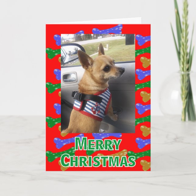Glitter Hund Bones any Photo jul Card Helgkort (Framsida)