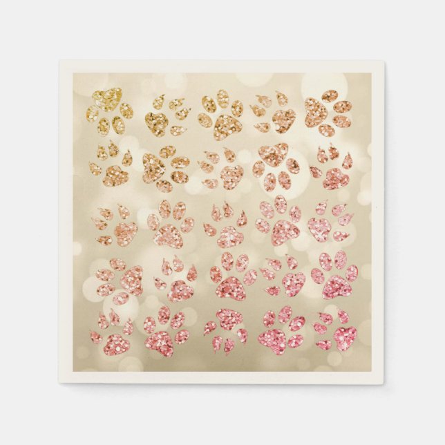 Glitter Hund Tass avtryck, Bokeh Pappersservett (Framsidan)