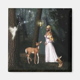 Glitter i skogen - Fairy fantasy magnet