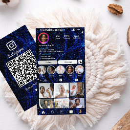 Glitter Instagram Marinblå QR-kod Sociala Medier Visitkort