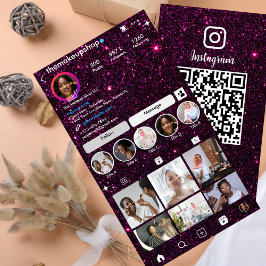 Glitter Instagram Mörklila Visitkort
