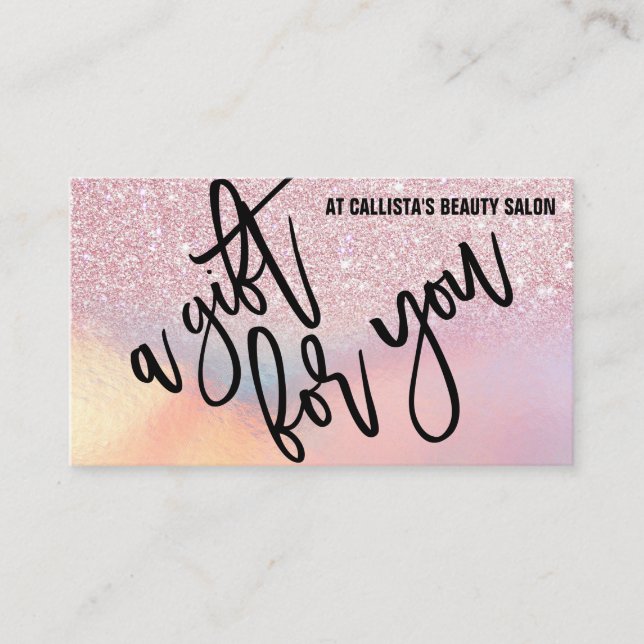 Glitter-intyg om gåva visitkort (Framsida)