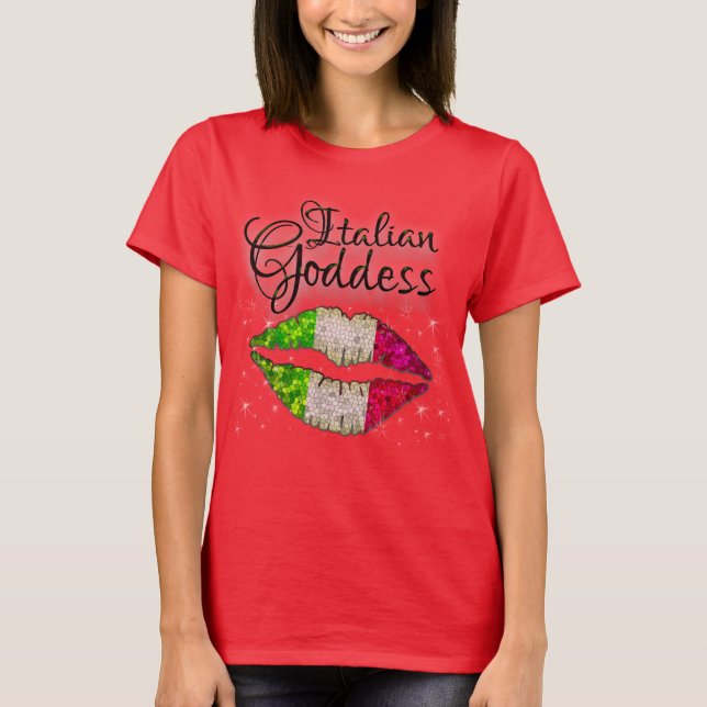 Glitter Italia Diva Princess Goddess Italien T-shirt (Framsida)