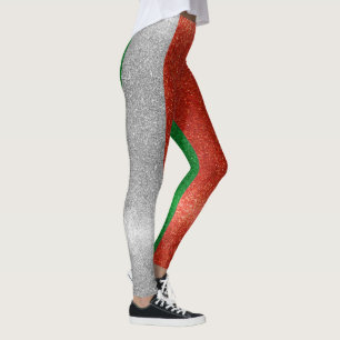 Glitter Italienska Flagga Italien Bling Mode Snygg Leggings