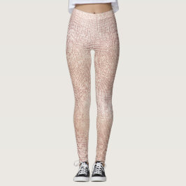 Glitter Ivory Brush Faux Rosa ros Guld Sparkly Leggings