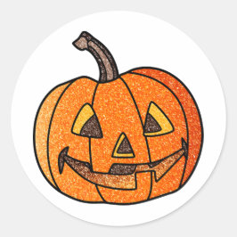Glitter Jack O'Lantern Runt Klistermärke