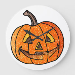 Glitter Jack O'Lantern Stor Klocka