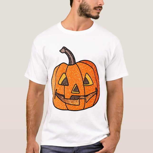 Glitter Jack O'Lantern T Shirt (Framsida)