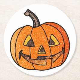 Glitter Jack O'Lantern Underlägg Papper Rund