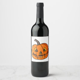 Glitter Jack O'Lantern Vinflaska Etikett