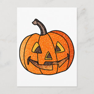 Glitter Jack O'Lantern Vykort