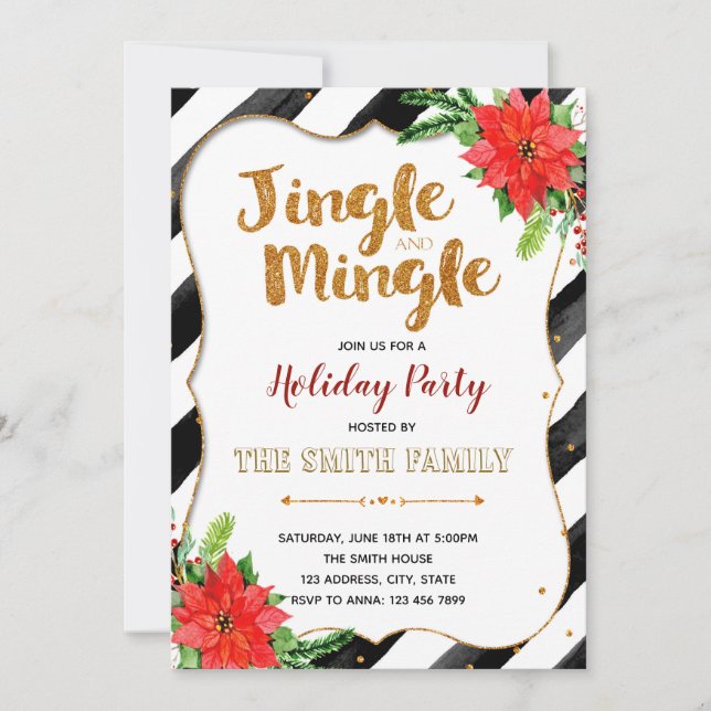 Glitter jingel och mingle festinbjudan inbjudningar (Framsida)
