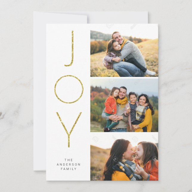 Glitter JOY 3 Staplad Pix Julkort (Framsida)