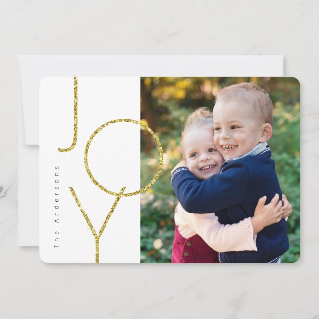 Glitter JOY Photo Helgdag Card Julkort (Framsida)