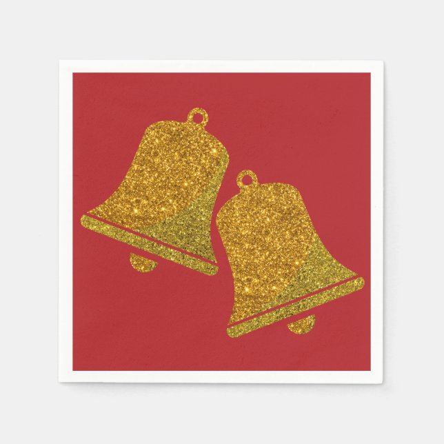 Glitter jul Klockor Napkins Pappersservett (Framsidan)