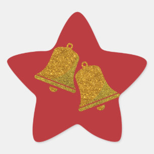 Glitter-julen Klockor Stjärnformat Klistermärke