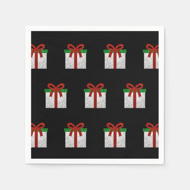 Glitter julgåva Mönster Napkins Pappersservett (Framsidan)