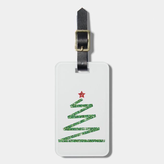 Glitter Julgran Bagagebricka (Vertikal Framsida)