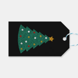 Glitter Julgran Presentetikett