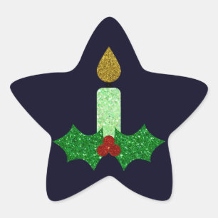Glitter julljus stjärnformat klistermärke