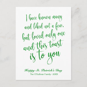 Glitter-kalligrafi Irländskt Toast St. Patrick's D Vykort
