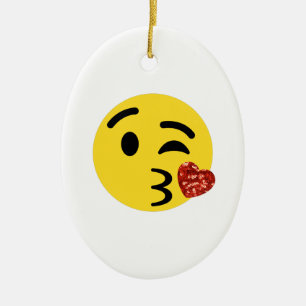 glitter kiss emoji julgransprydnad keramik