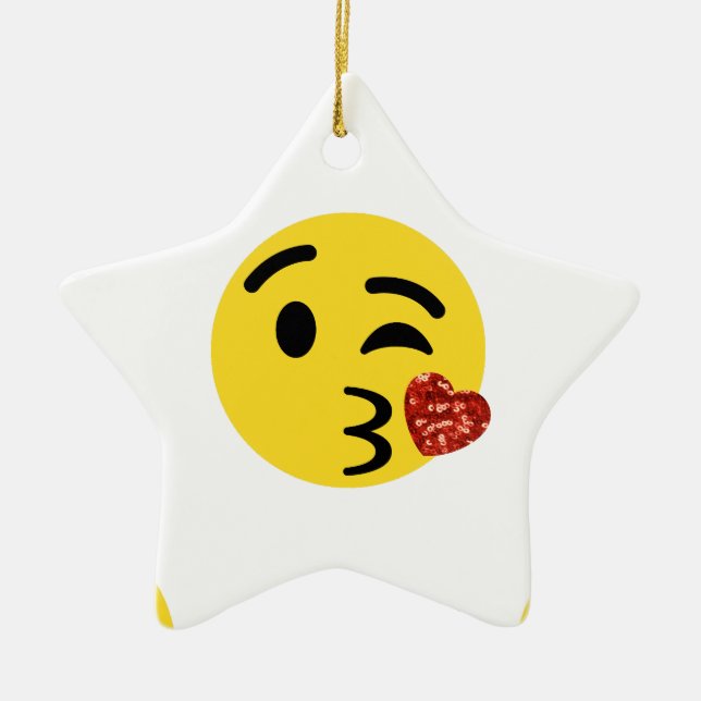 glitter kiss emoji julgransprydnad keramik (Framsidan)